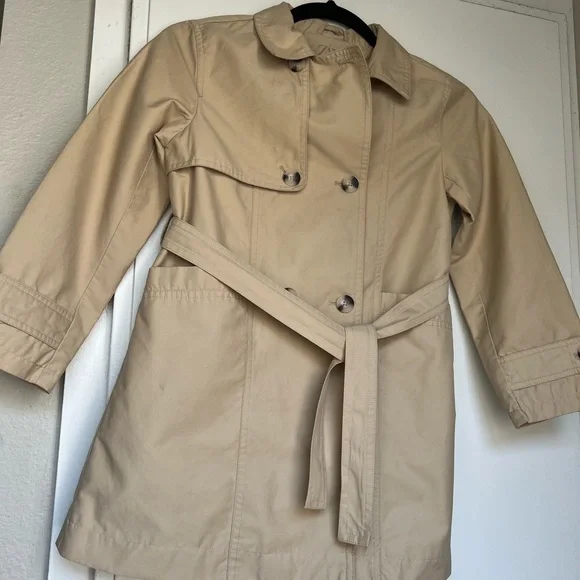 Zara Tan Kids Trench Coat with Belt pit 16 length 25 - Picture 1 of 8